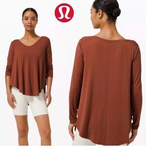 Lululemon Up For Down Time Dark Terracotta Silk Modal T-Shirt Size 4
